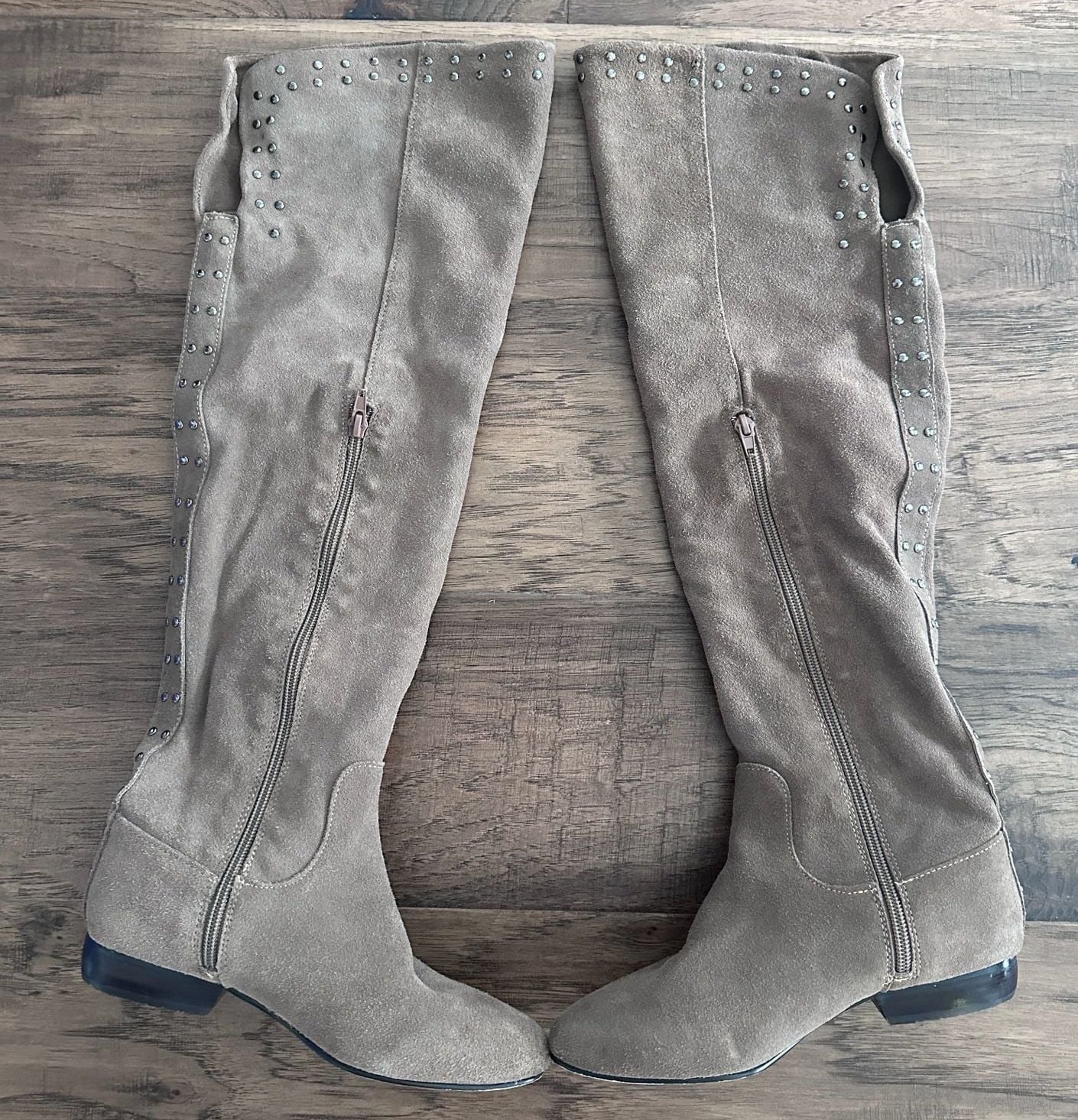 Kelsi Dagger Brooklyn Logan Suede Over The Knee Boots Fawn 7