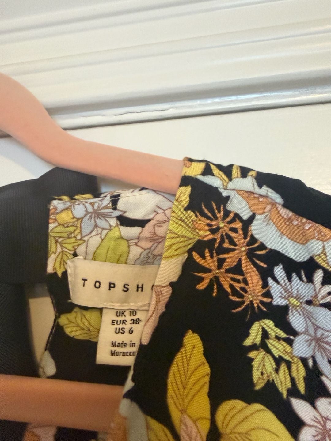Topshop 70s Floral Midi Dress Size US 6 Black Tie Back 3