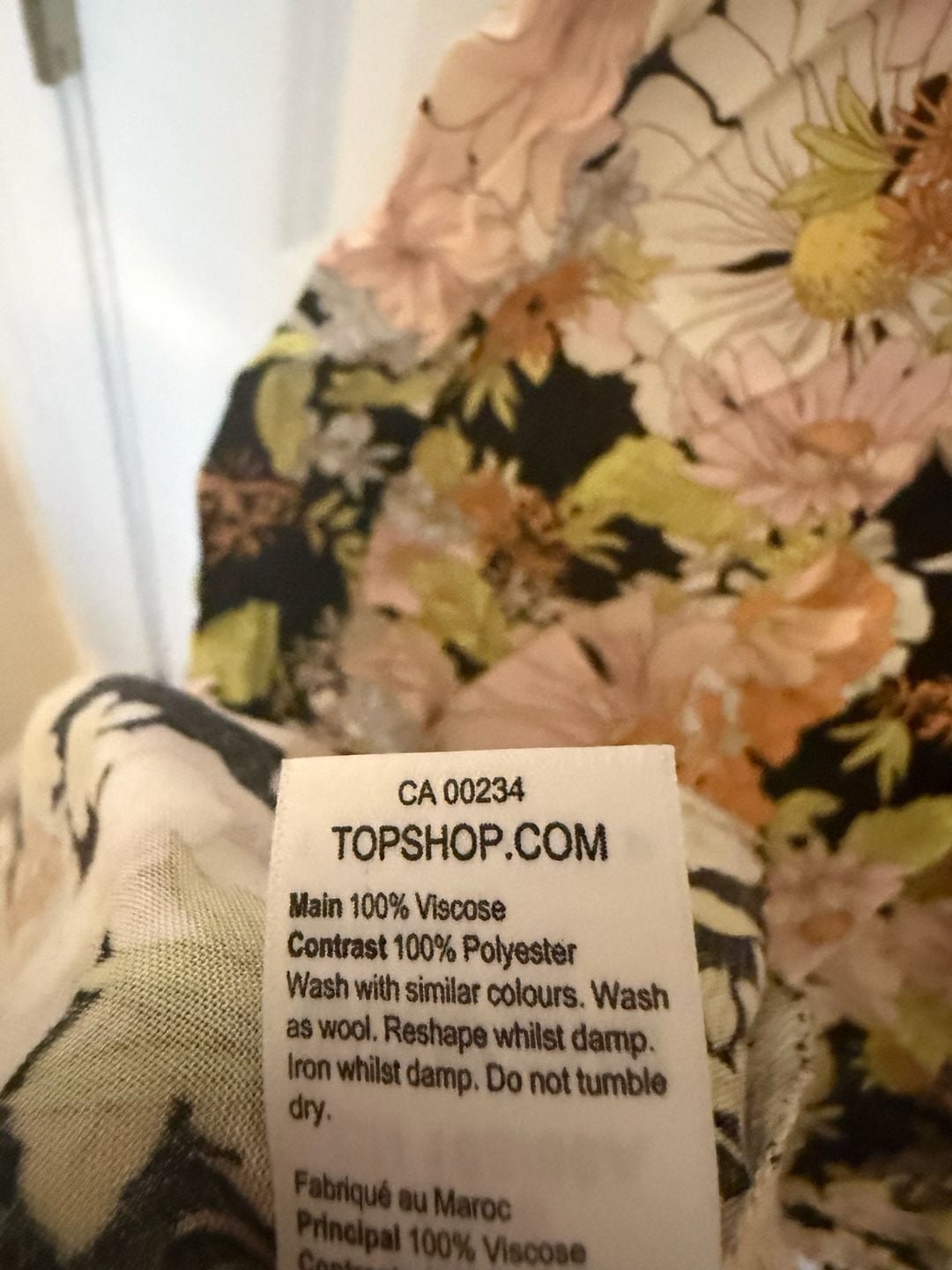Topshop 70s Floral Midi Dress Size US 6 Black Tie Back 8