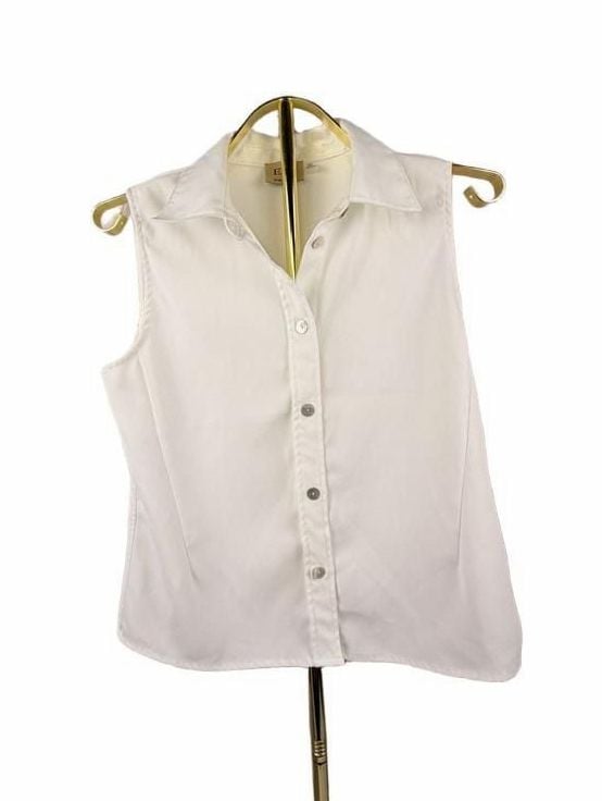 Elie Tahari Sleeveless Button Front Shirt Size S/P White 2