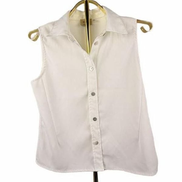 Elie Tahari Sleeveless Button Front Shirt Size S/P White