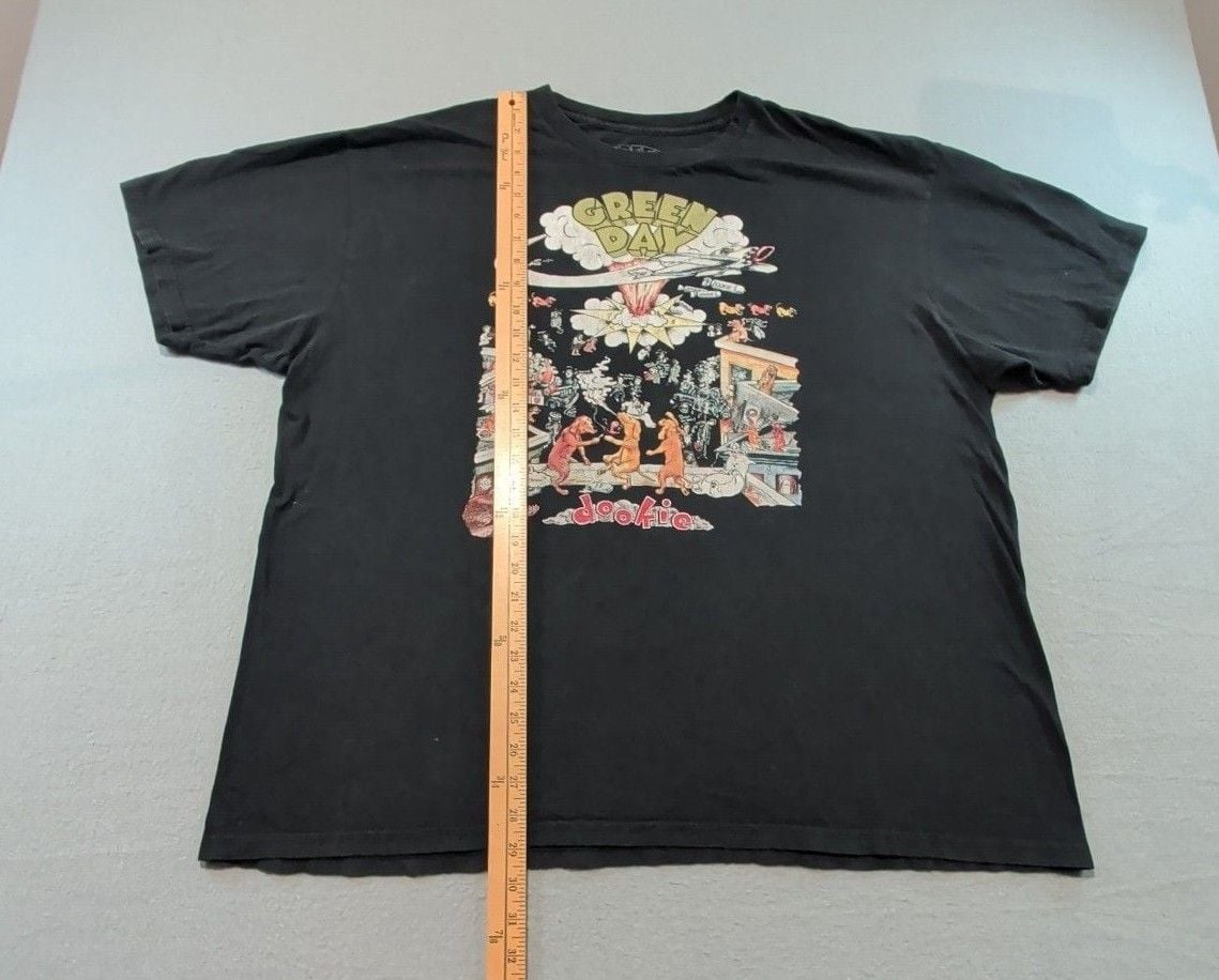 Green Day Dookie Graphic T-Shirt Size 2X Black Punk Rock Band Tee 5