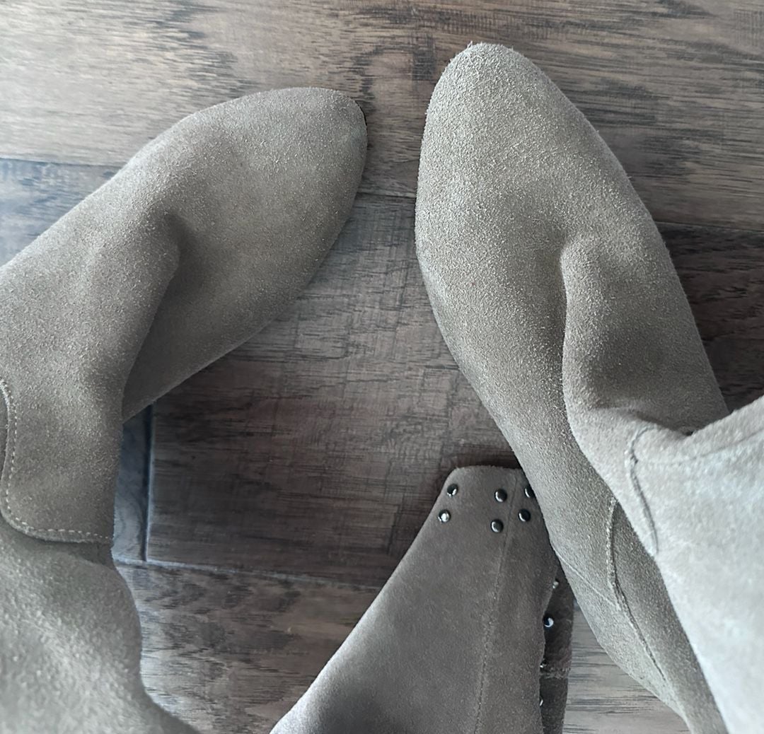 Kelsi Dagger Brooklyn Logan Suede Over The Knee Boots Fawn 10