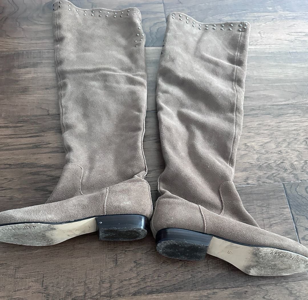 Kelsi Dagger Brooklyn Logan Suede Over The Knee Boots Fawn 11