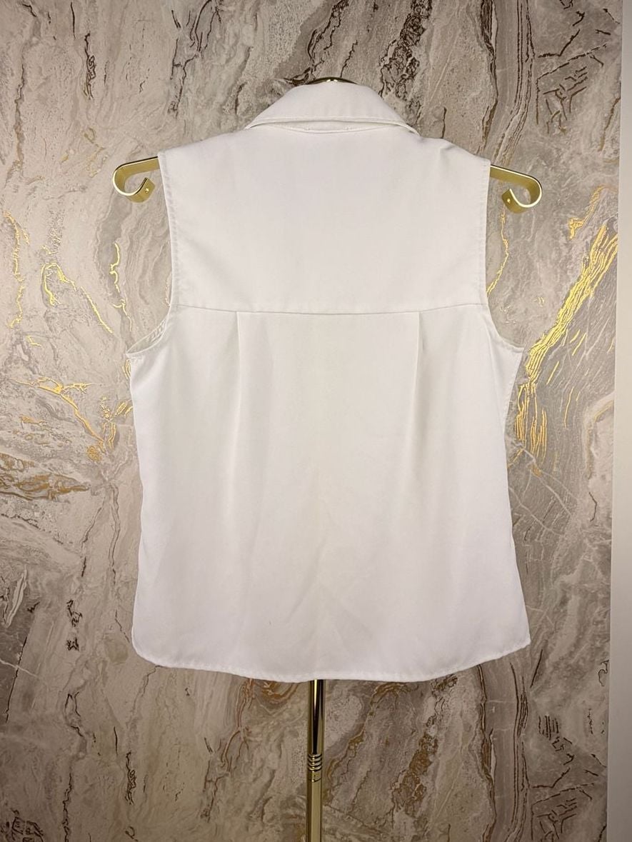 Elie Tahari Sleeveless Button Front Shirt Size S/P White 3
