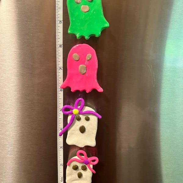 Handmade Clay Ghost Magnets Set of 4 Halloween Decor