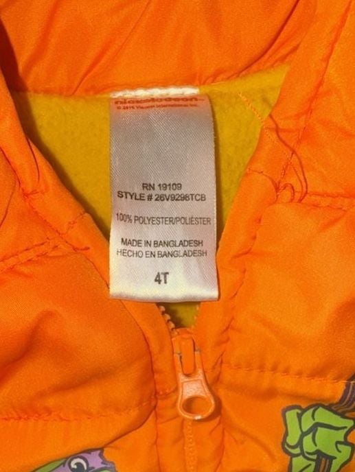 Nickelodeon Teenage Mutant Ninja Turtles Puffer Vest Size 4T 3
