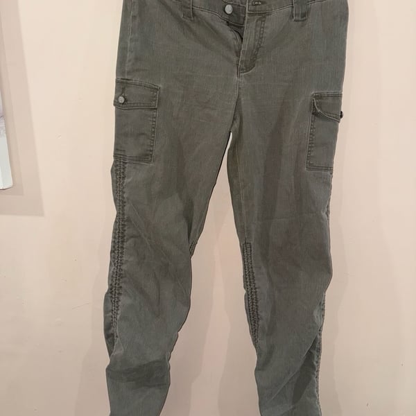 Vigoss Cargo Pants Size 9/10 Olive Green Utility Ruched Drawstring