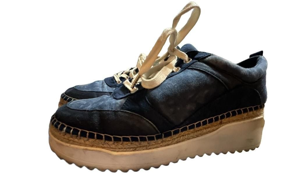 JustFab Spencer Athletic Sneaker Blue Denim Espadrille Platform 2