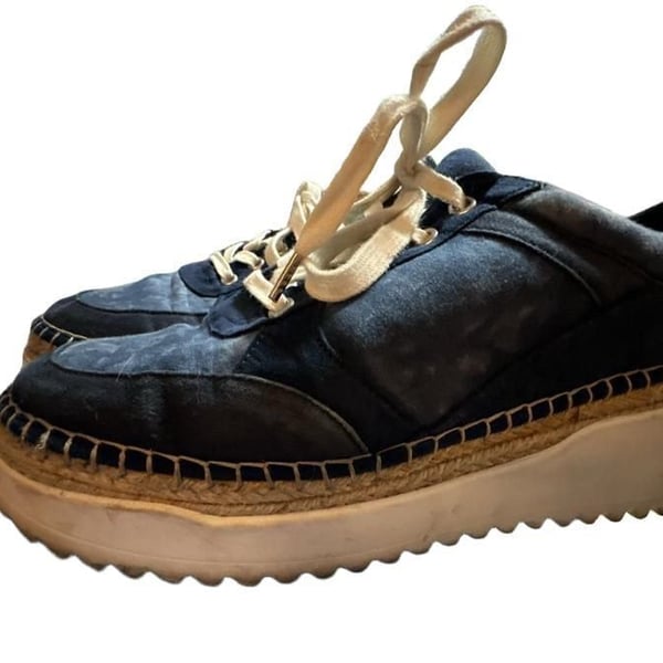 JustFab Spencer Athletic Sneaker Blue Denim Espadrille Platform