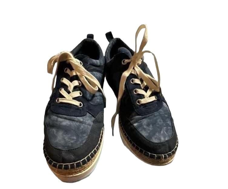 JustFab Spencer Athletic Sneaker Blue Denim Espadrille Platform 3