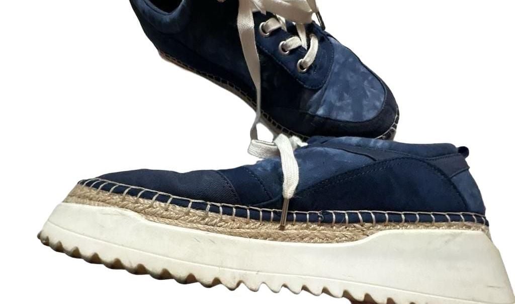 JustFab Spencer Athletic Sneaker Blue Denim Espadrille Platform 4