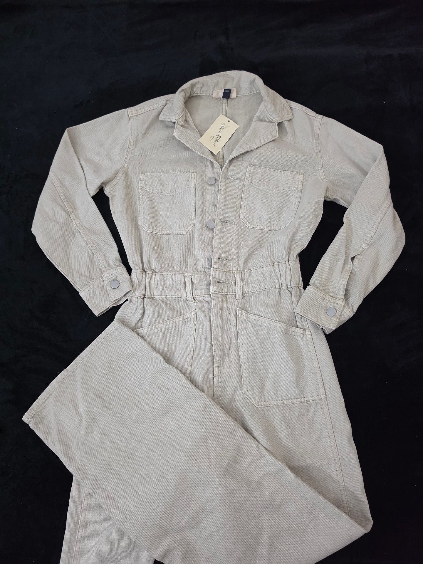 Universal Thread Denim Baggy Jumpsuit Tan Off-White Utility Boiler Suit Overall, size 2 2