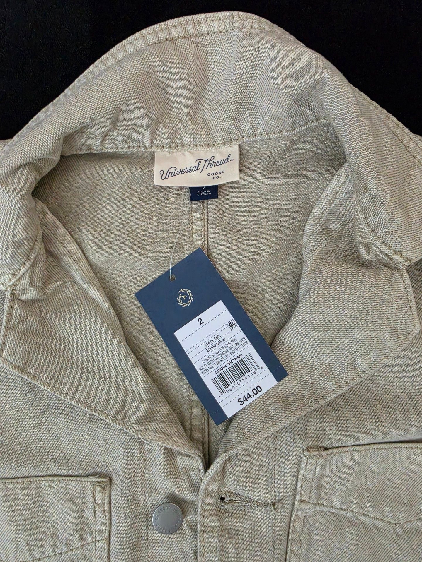 Universal Thread Denim Baggy Jumpsuit Tan Off-White Utility Boiler Suit Overall, size 2 4