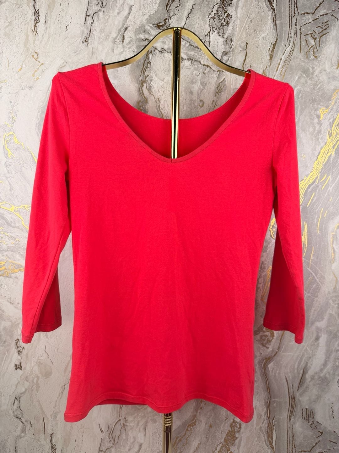 Boden Scoop Neck Long Sleeve Top US 8 Red Cotton Blend Tee 8