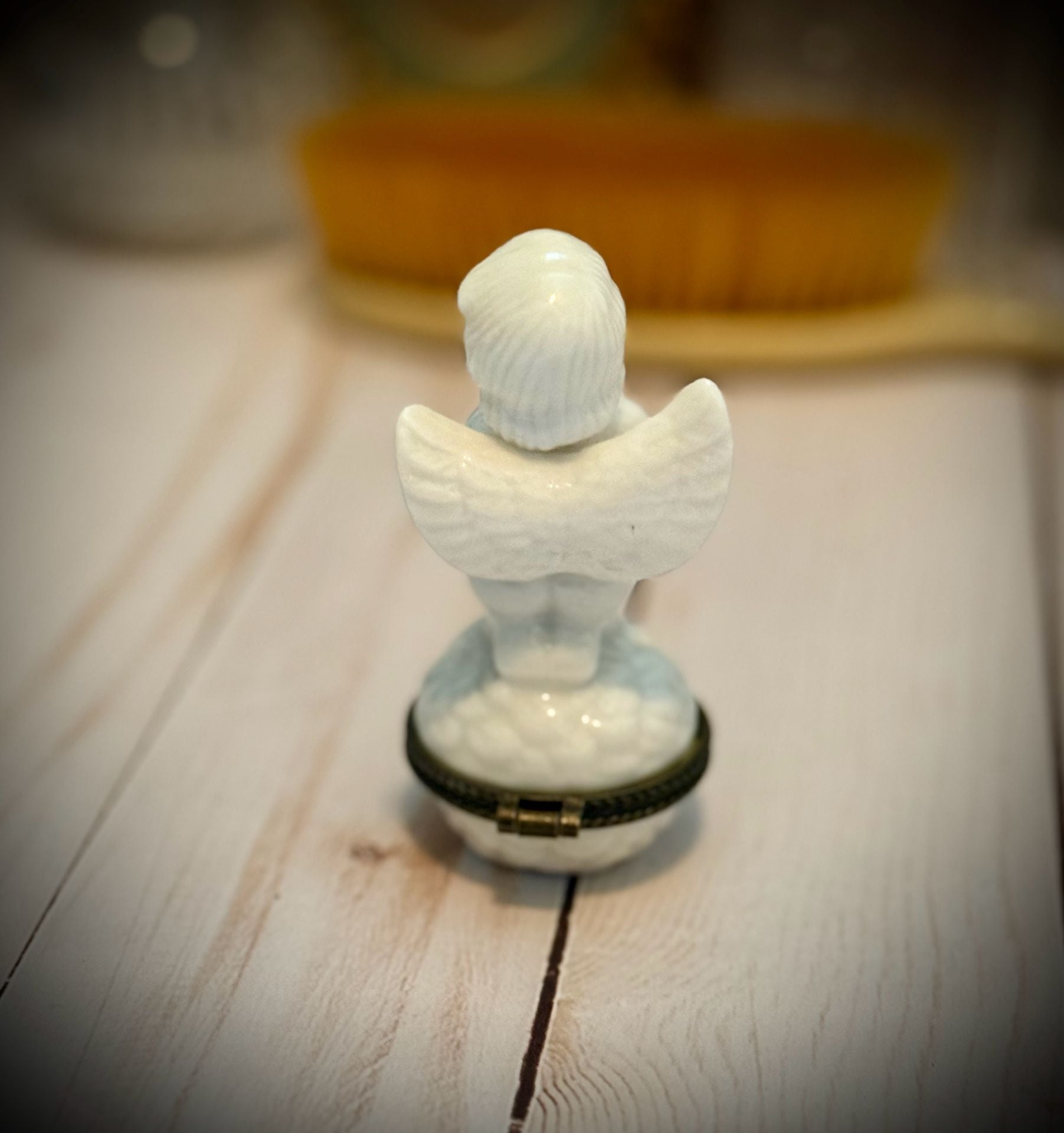 Vintage Porcelain Angel Cherub Figurine Trinket Box 3