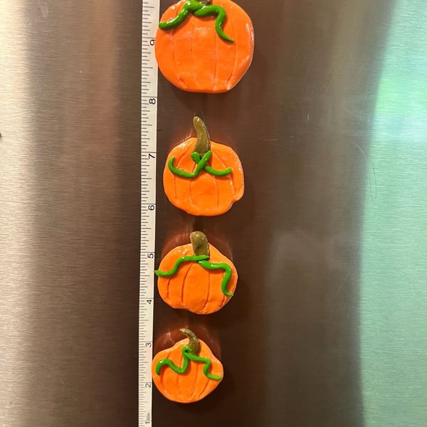 Handmade Pumpkin Refrigerator Magnets Set of 4 Fall Decor