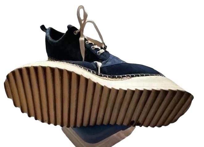 JustFab Spencer Athletic Sneaker Blue Denim Espadrille Platform 6