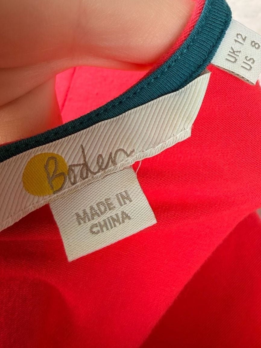 Boden Scoop Neck Long Sleeve Top US 8 Red Cotton Blend Tee 4