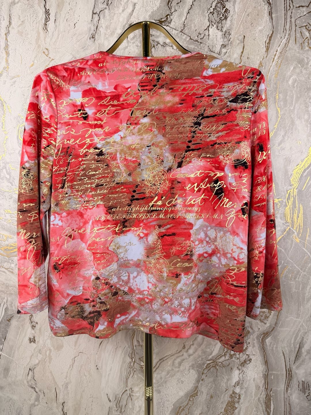 Allison Daley Petite Top Size small Coral Pink Gold blouse 8