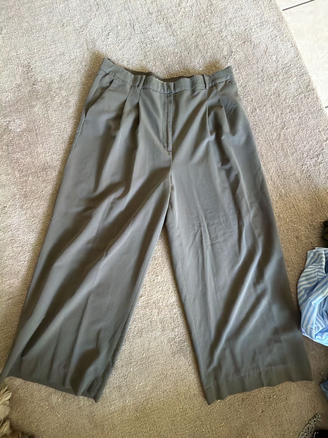 H&M Pleated Trousers Size US 16 Grey Wide Leg 1