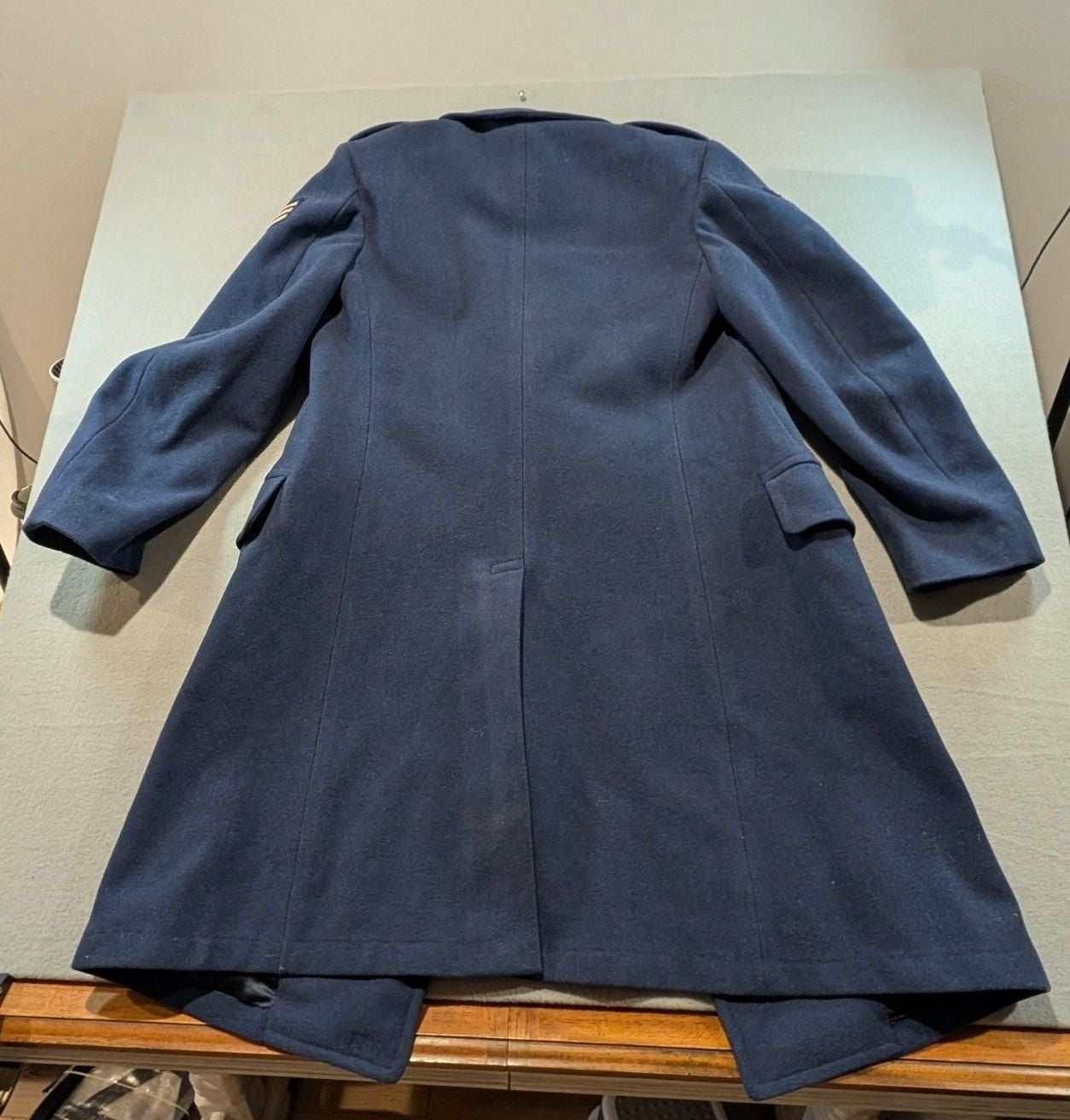 USAF Overcoat Man's Wool Velour Size 37L Blue 85 Military Dress Coat 7
