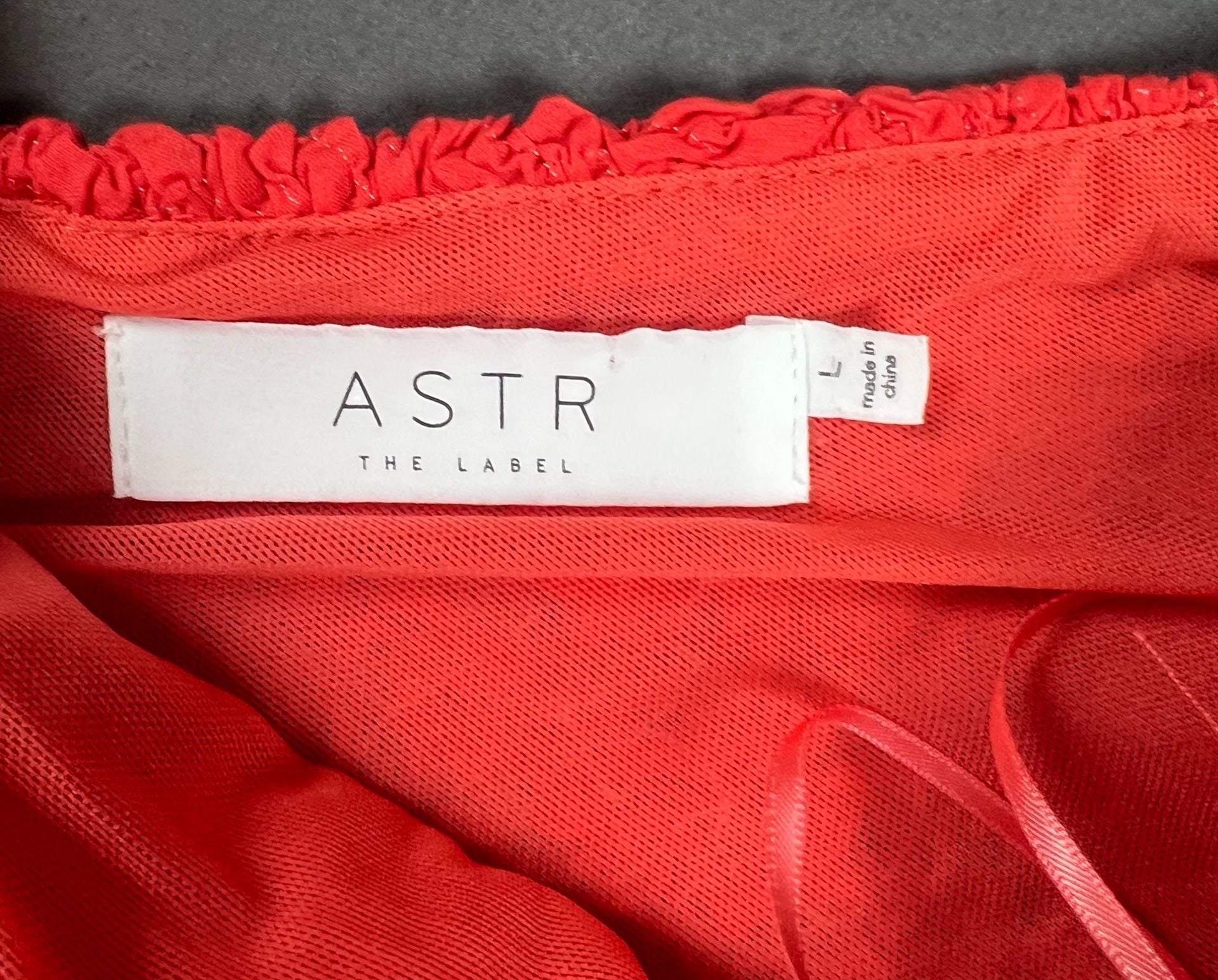 ASTR the Label Odelle Minidress Size L Red Textured Boucle V-Neck 4
