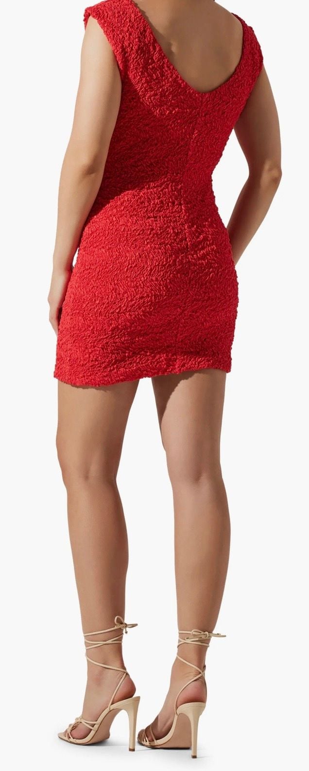 ASTR the Label Odelle Minidress Size L Red Textured Boucle V-Neck 12