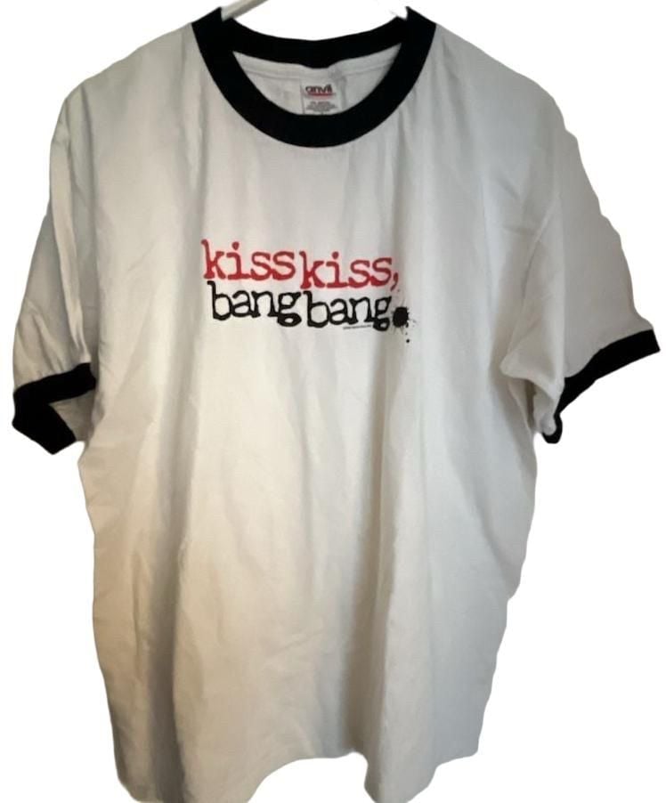 Anvil Kiss Kiss Bang Bang T-Shirt Size L White Black Ringer Movie Promo 2005 2