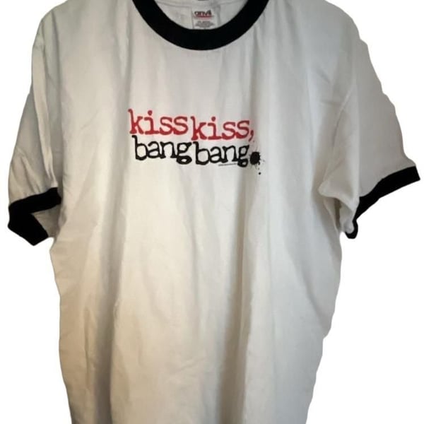 Anvil Kiss Kiss Bang Bang T-Shirt Size L White Black Ringer Movie Promo 2005