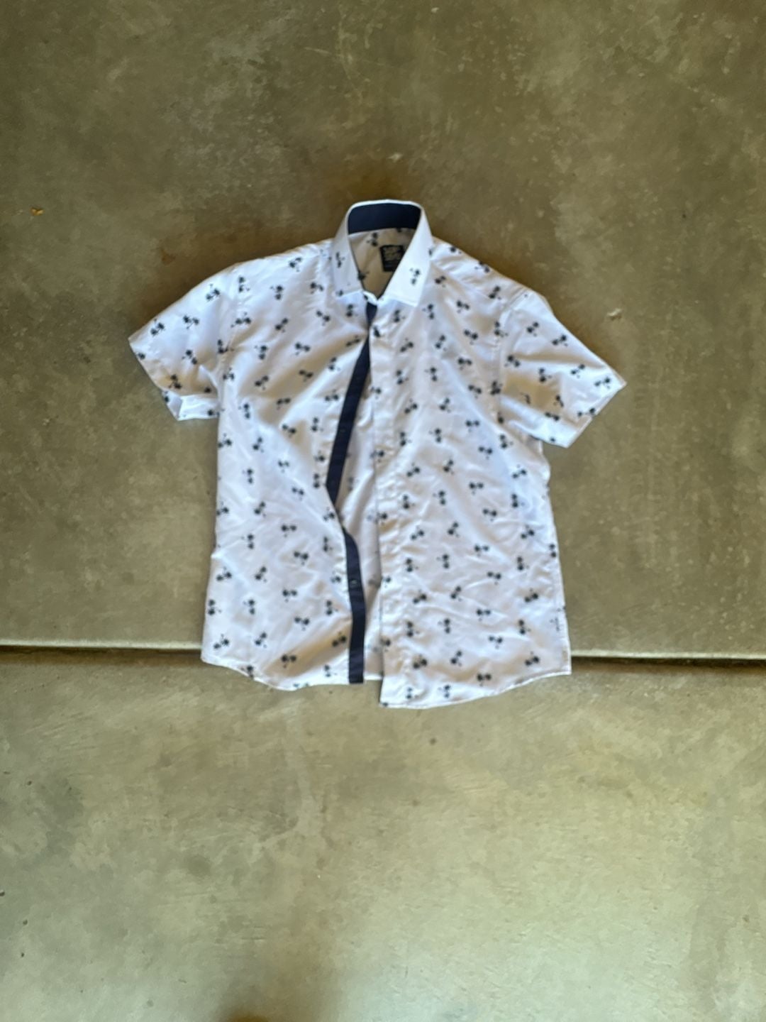 Surf Style Palm Tree Button-Down Shirt Size L White Short Sleeve 2