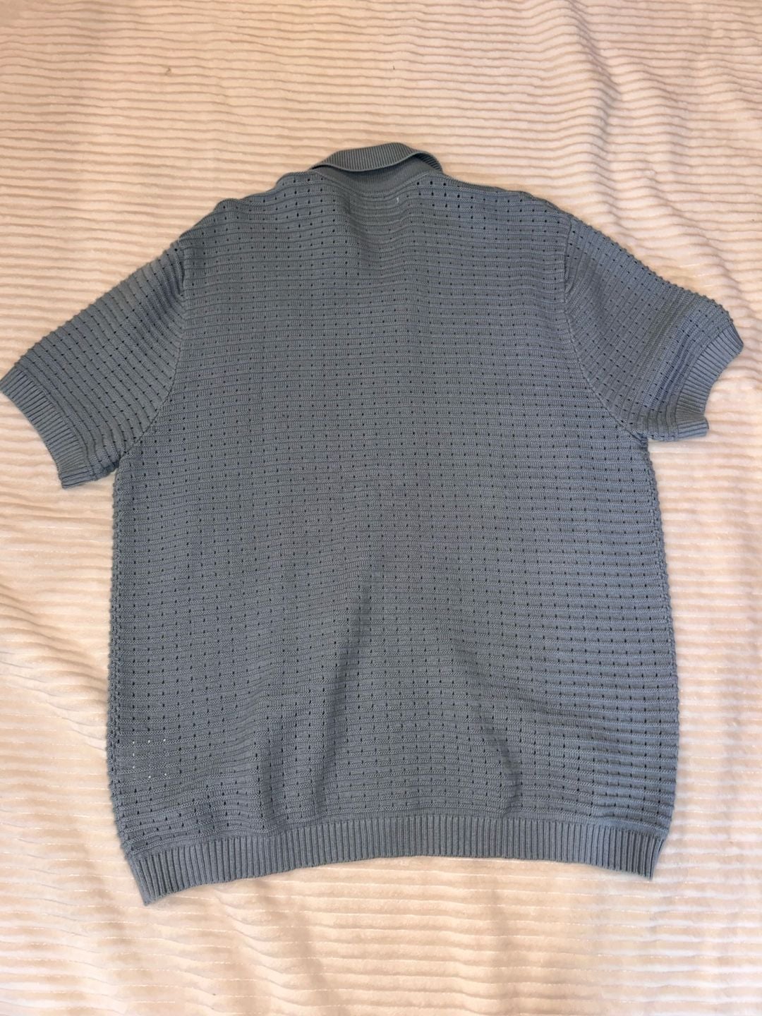 Men’s Sun + Stone Cooper Short Sleeve Knit Sweater Size L Blue 3