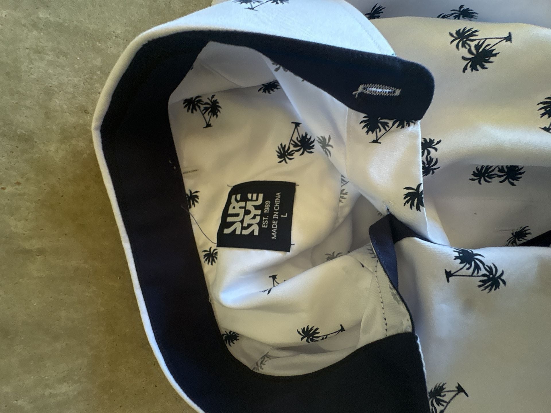 Surf Style Palm Tree Button-Down Shirt Size L White Short Sleeve 4