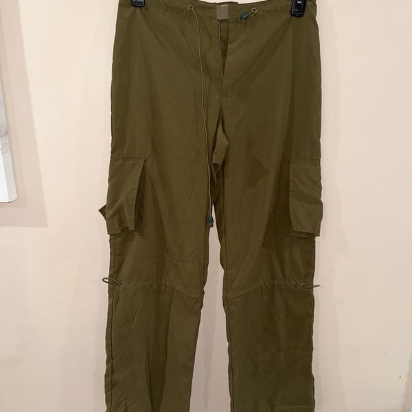 Jovi New York Cargo Pants Size 7/8 Olive Green Nylon Y2K