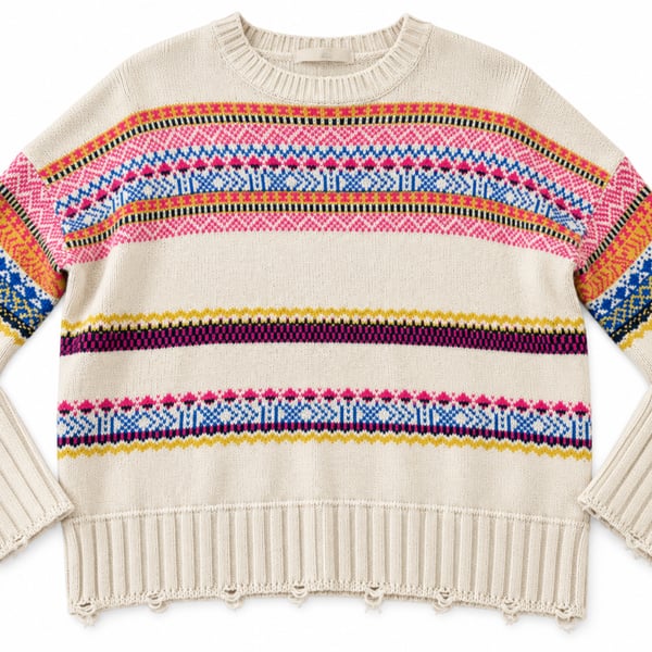 Easel Fair Isle Sweater Size S Multicolor Jacquard (m1) 