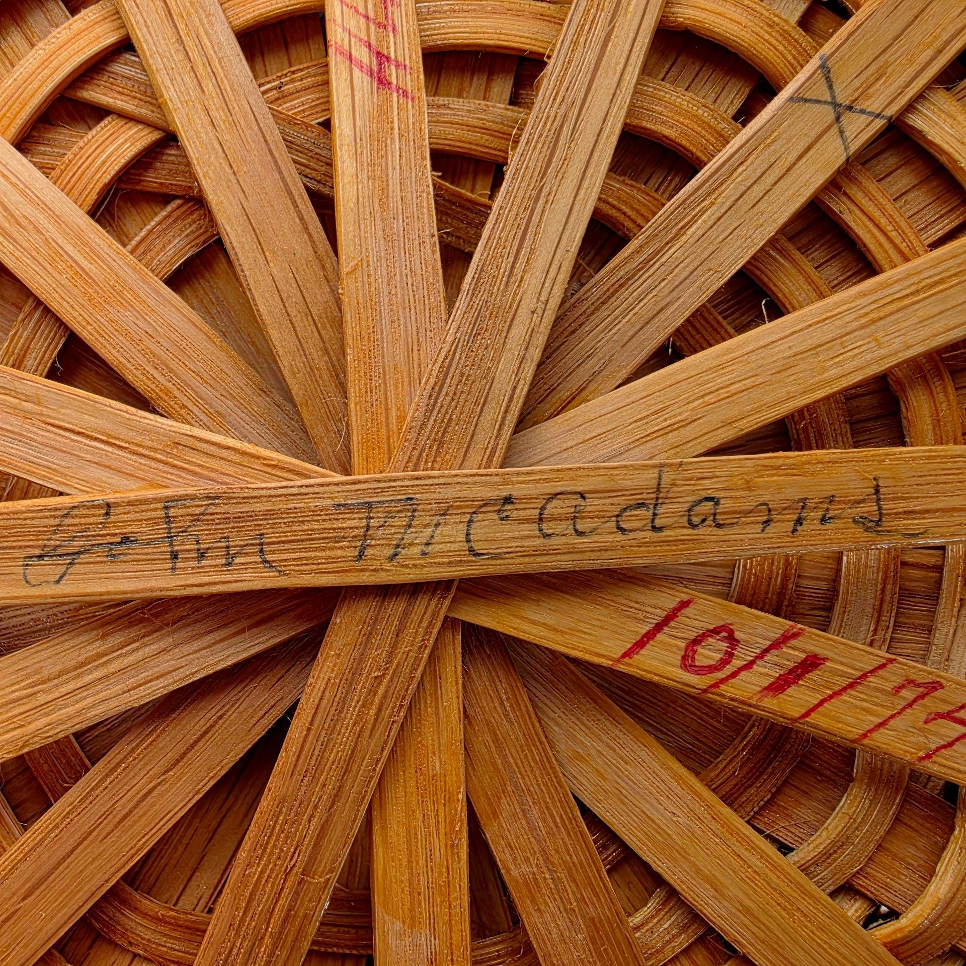 1974 John McAdams Signed Handwoven Basket 11” Vintage Folk Art Indiana Basket 4