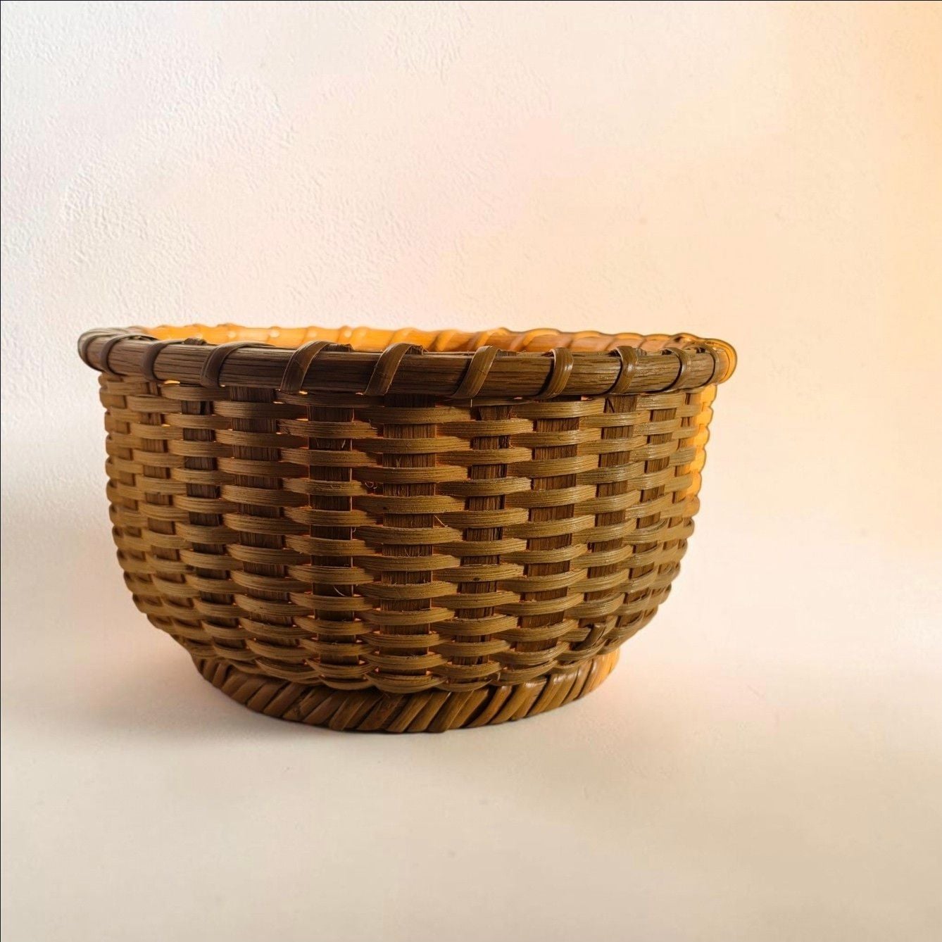 1974 John McAdams Signed Handwoven Basket 11” Vintage Folk Art Indiana Basket 5