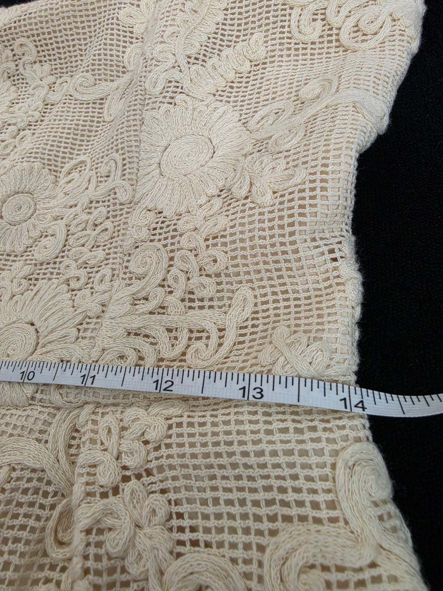 Just Me Lace Mini Dress Ivory Cream 3D Floral Crochet Straps Skater Fit Flare, Small 7