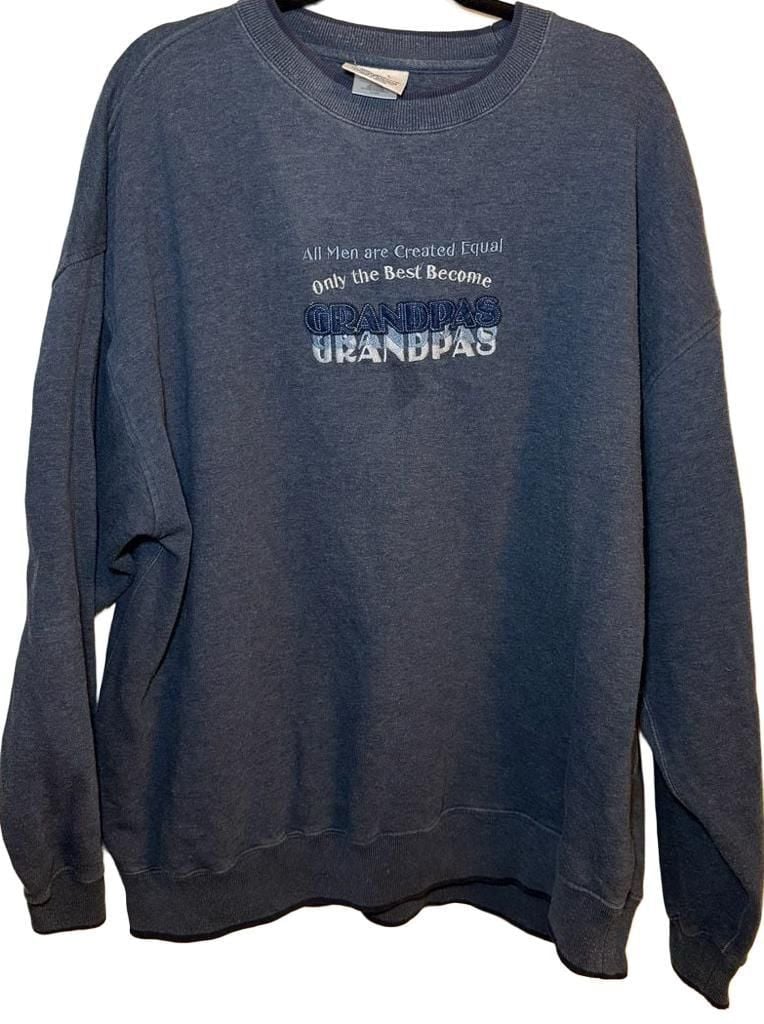 Vintage MC Sport Grandpa Embroidered Crewneck Sweatshirt Blue 2XL 2