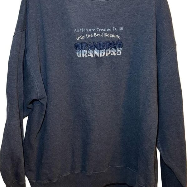 Vintage MC Sport Grandpa Embroidered Crewneck Sweatshirt Blue 2XL