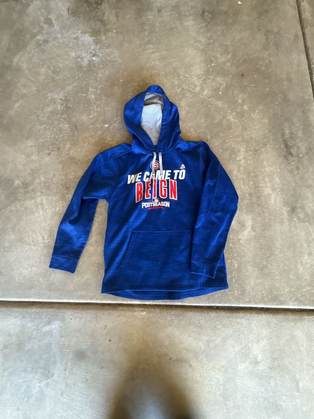 Majestic Chicago Cubs We Came to Reign Postseason Hoodie Size M Blue 2