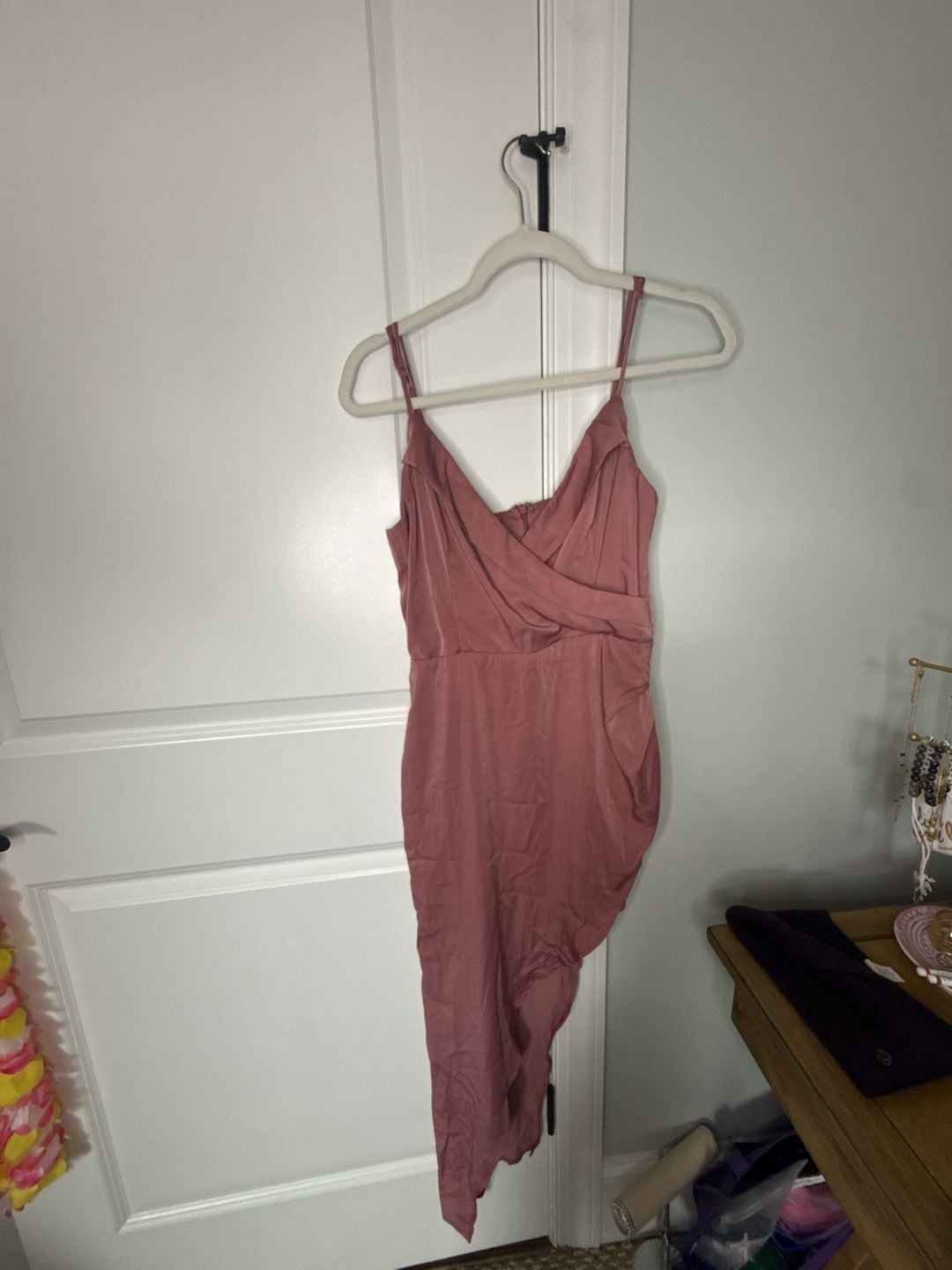 Lulus Let's Celebrate Tonight Mauve Satin Asymmetrical Dress Size S 2