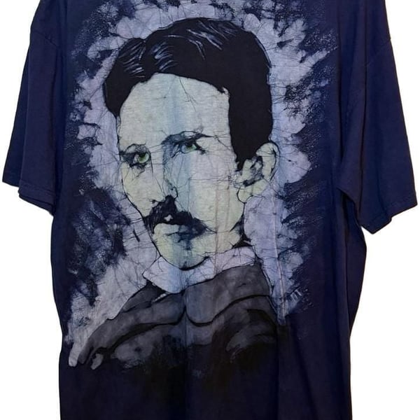 Nikola Tesla Vintage Portrait Graphic T-Shirt Blue