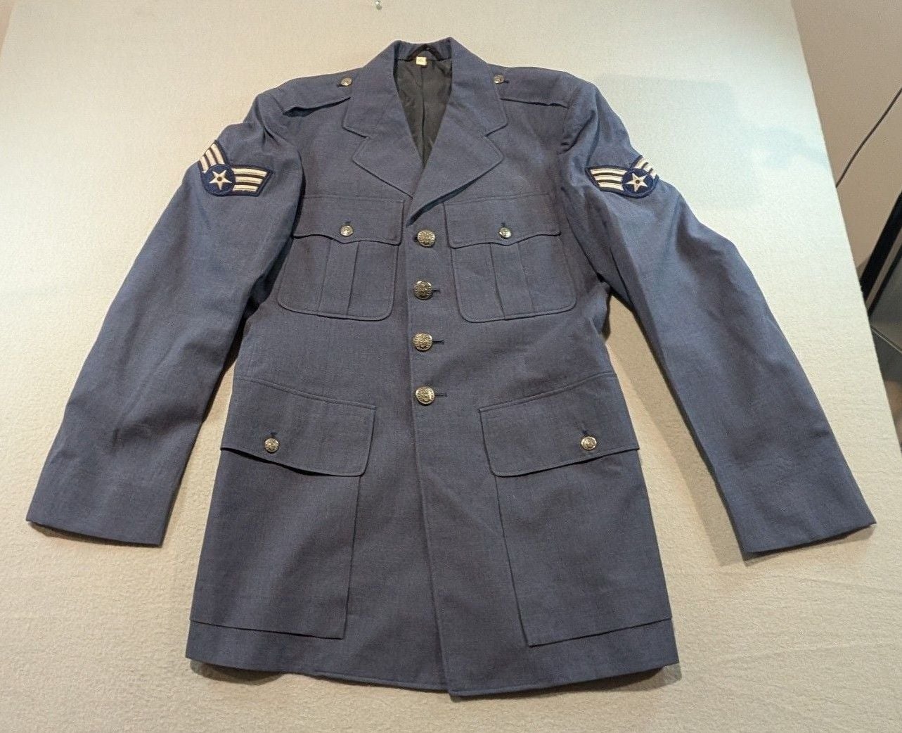USAF Vintage Military Dress Jacket Size 38L Wool Blue 2