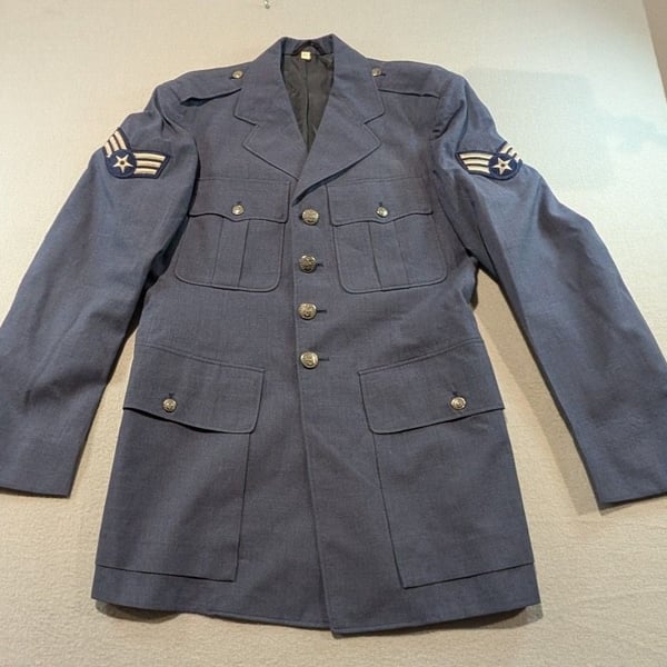 USAF Vintage Military Dress Jacket Size 38L Wool Blue