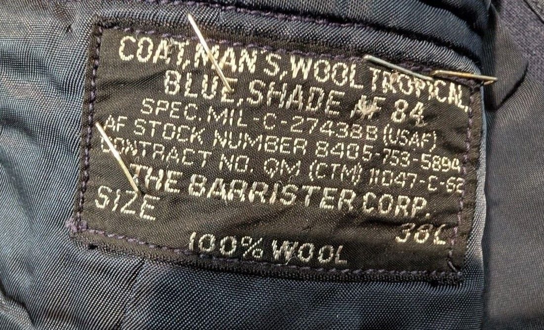 USAF Vintage Military Dress Jacket Size 38L Wool Blue 5
