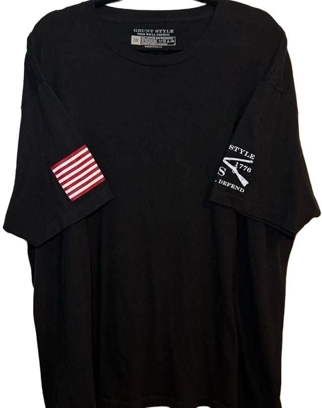 Grunt Style Basic Logo Graphic T-Shirt Black 3X US Flag Sleeve 2