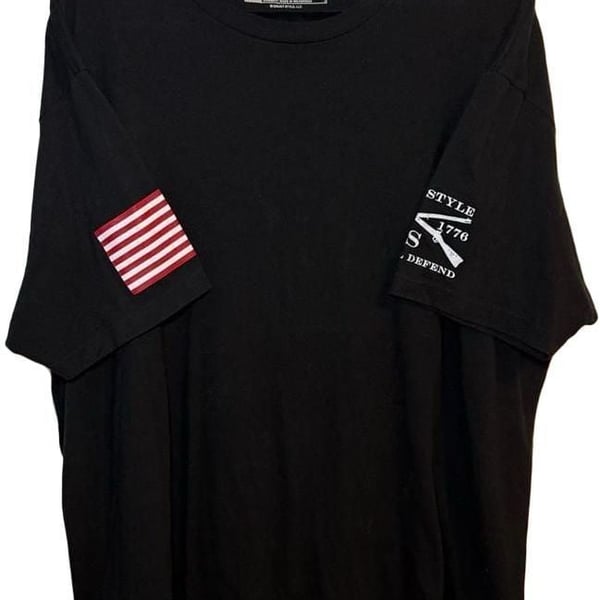 Grunt Style Basic Logo Graphic T-Shirt Black 3X US Flag Sleeve