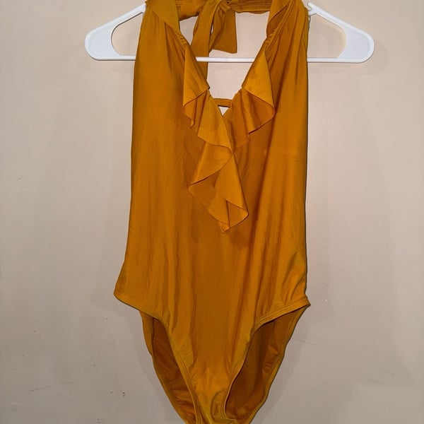 Bleu Rod Beattie Desert Dreams One Piece Swimsuit Size 10 Yellow Ruffle