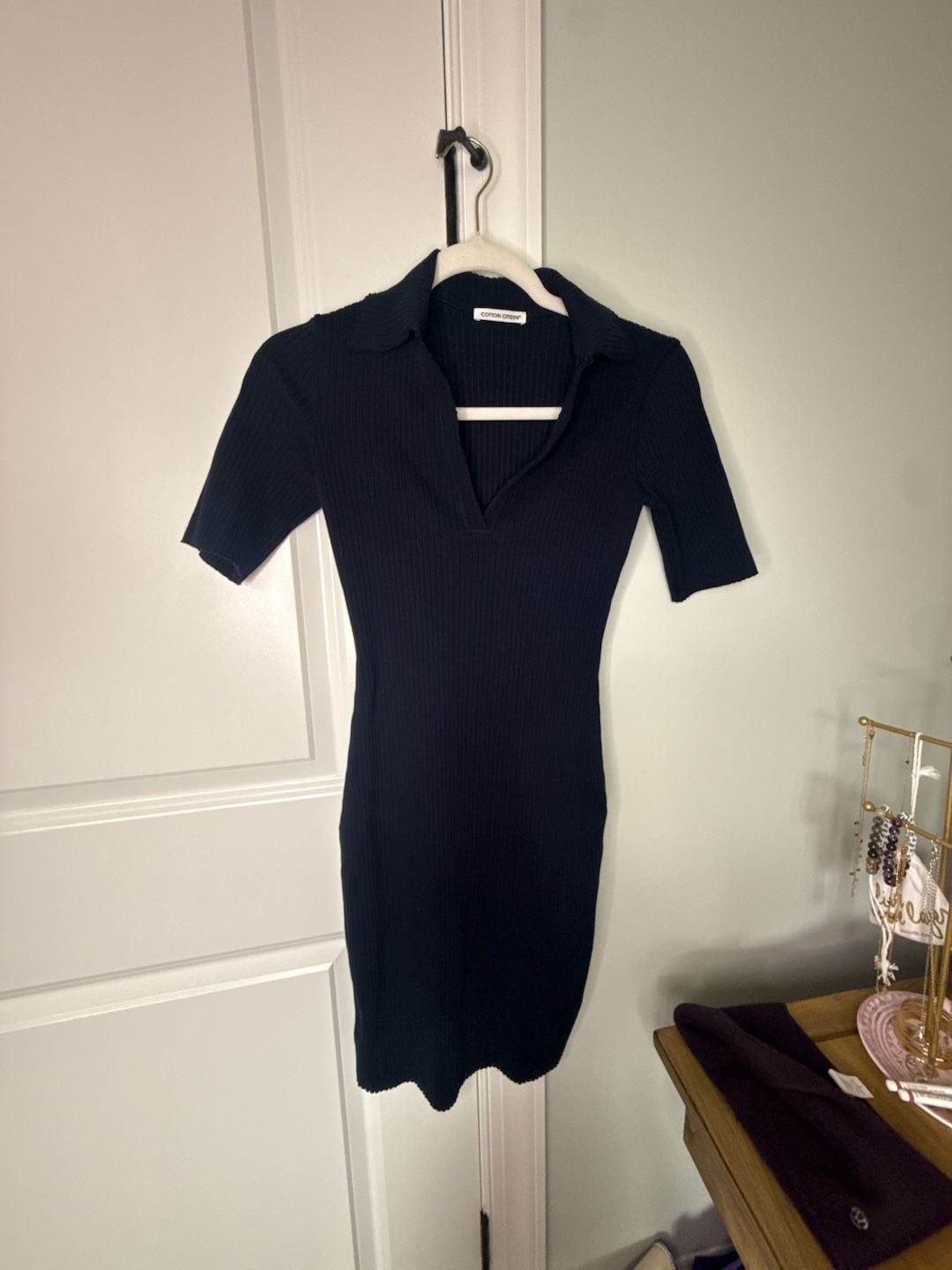 Cotton Citizen Ribbed Polo Mini Dress Black 2